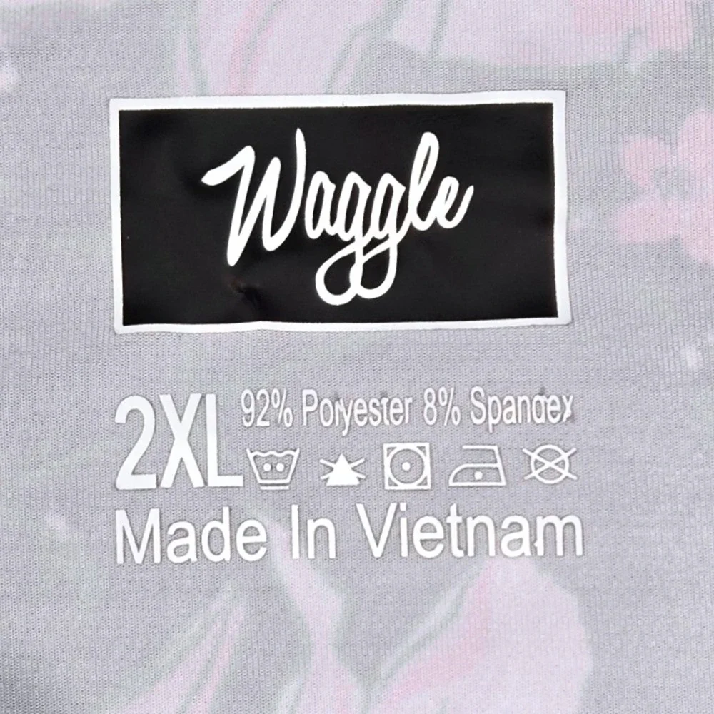 Waggle Golf Polo Mens 2XL Black Pink Floral Lily Performance Stretch Excellent - Picture 4 of 10